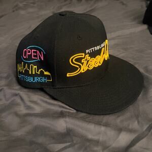 Rings & Crwns City Neon Collection Pittsburgh Steel City Snapback Hat Adjustable